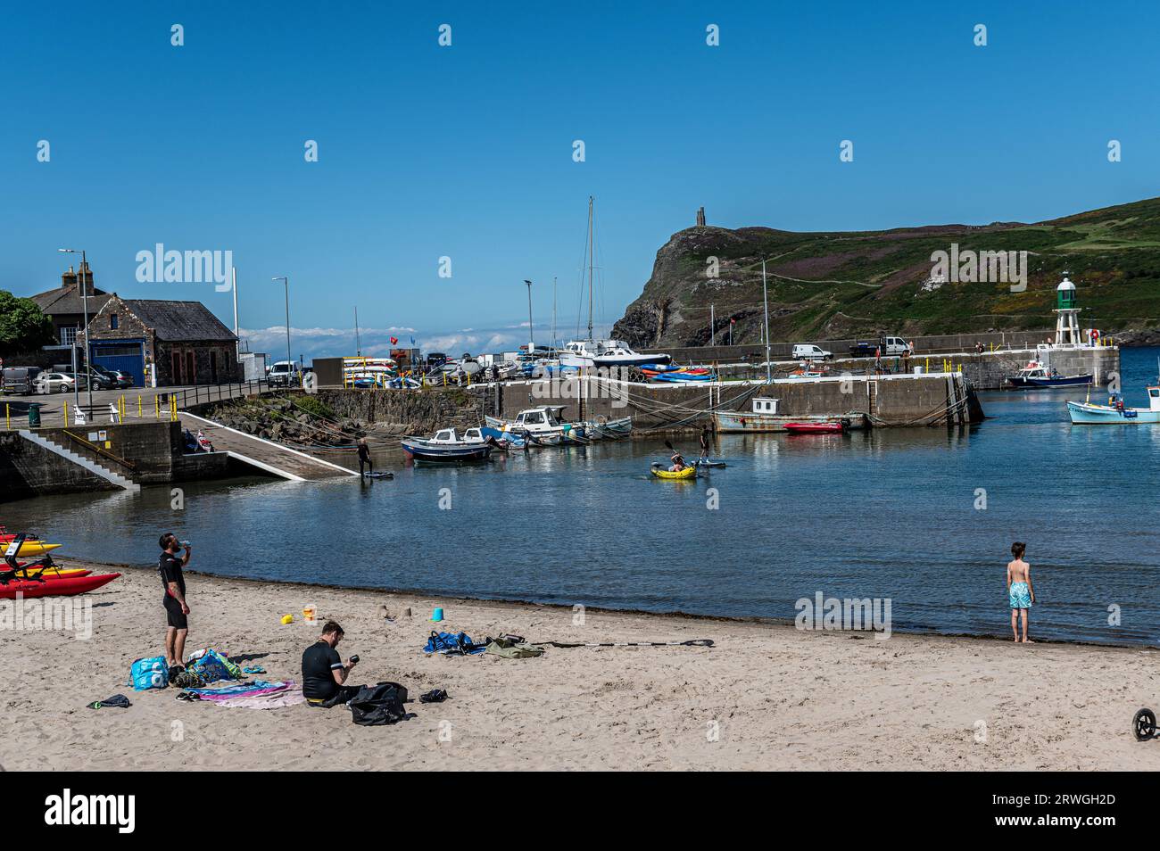 Port Erin Pier et Lighthouse Banque D'Images