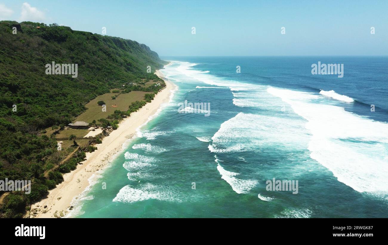 Vue aérienne de la plage de Nyang Nyang, située au sud de Bali. Banque D'Images