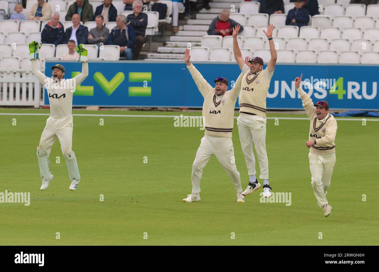 Londres, Royaume-Uni. 19 septembre 2023. Le grand attrait du Surrey affrontera Northamptonshire dans le championnat du comté à la Kia Oval, le premier jour. Crédit : David Rowe/Alamy Live News Banque D'Images