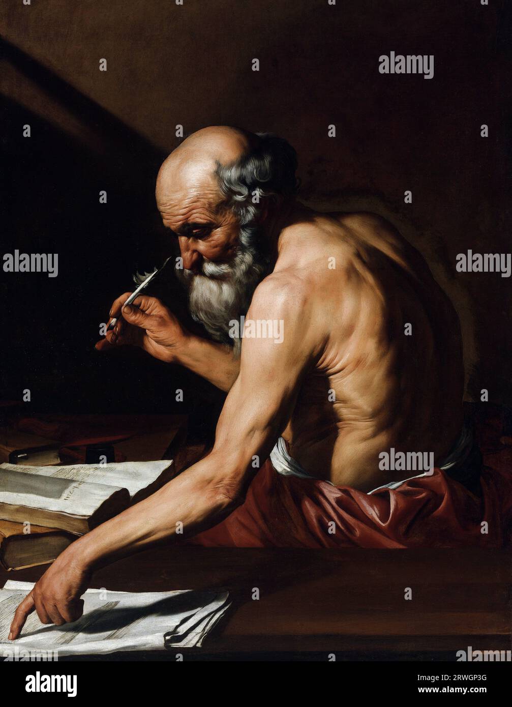 Saint Jérôme de Jusepe de Ribera (Jose de Ribera c.1588/91- 1652/6), huile sur toile, c.1630 Banque D'Images