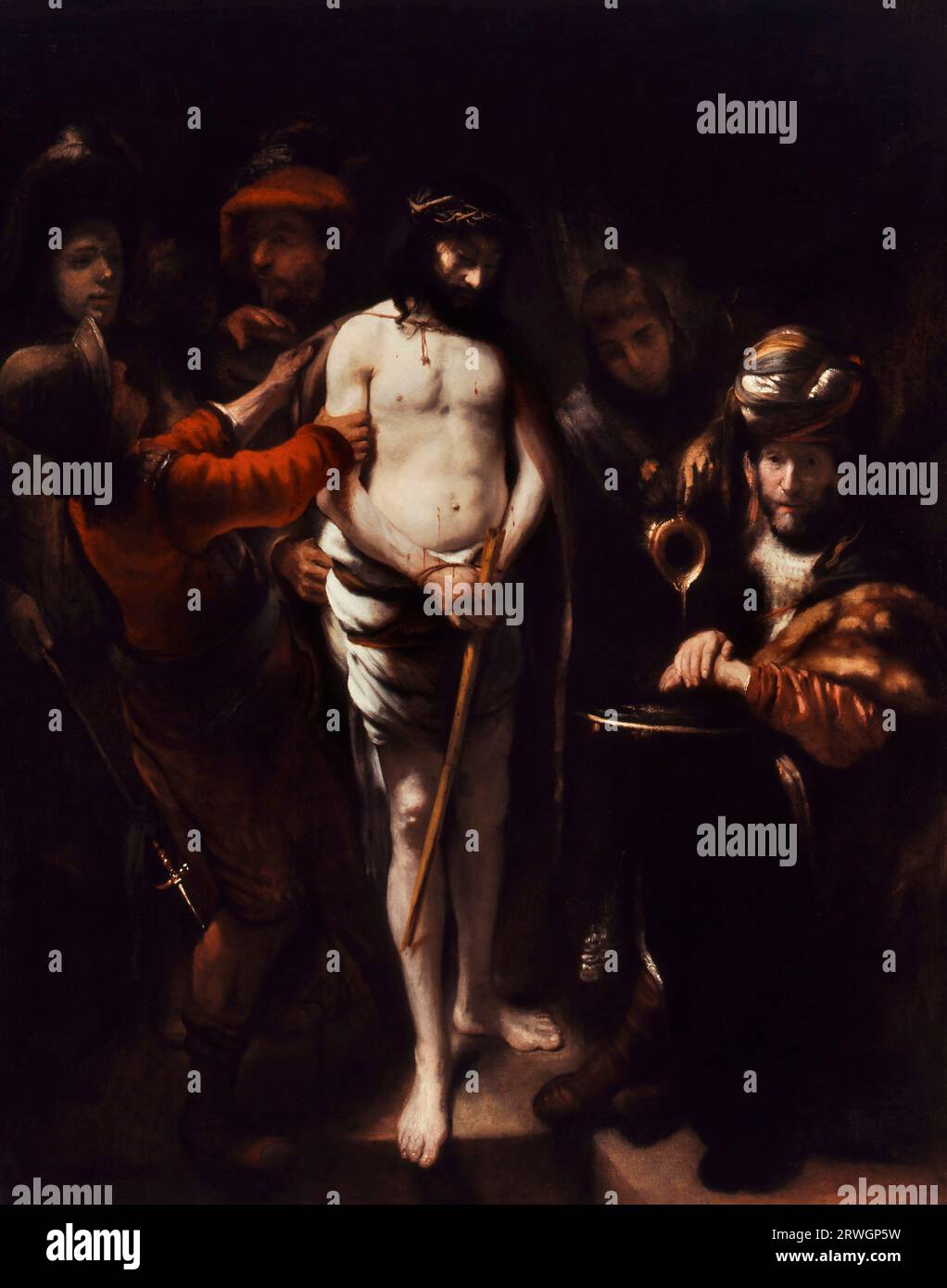 Christ avant Pilate de Regnier van Gherwen, huile sur toile, milieu du 17e siècle Banque D'Images