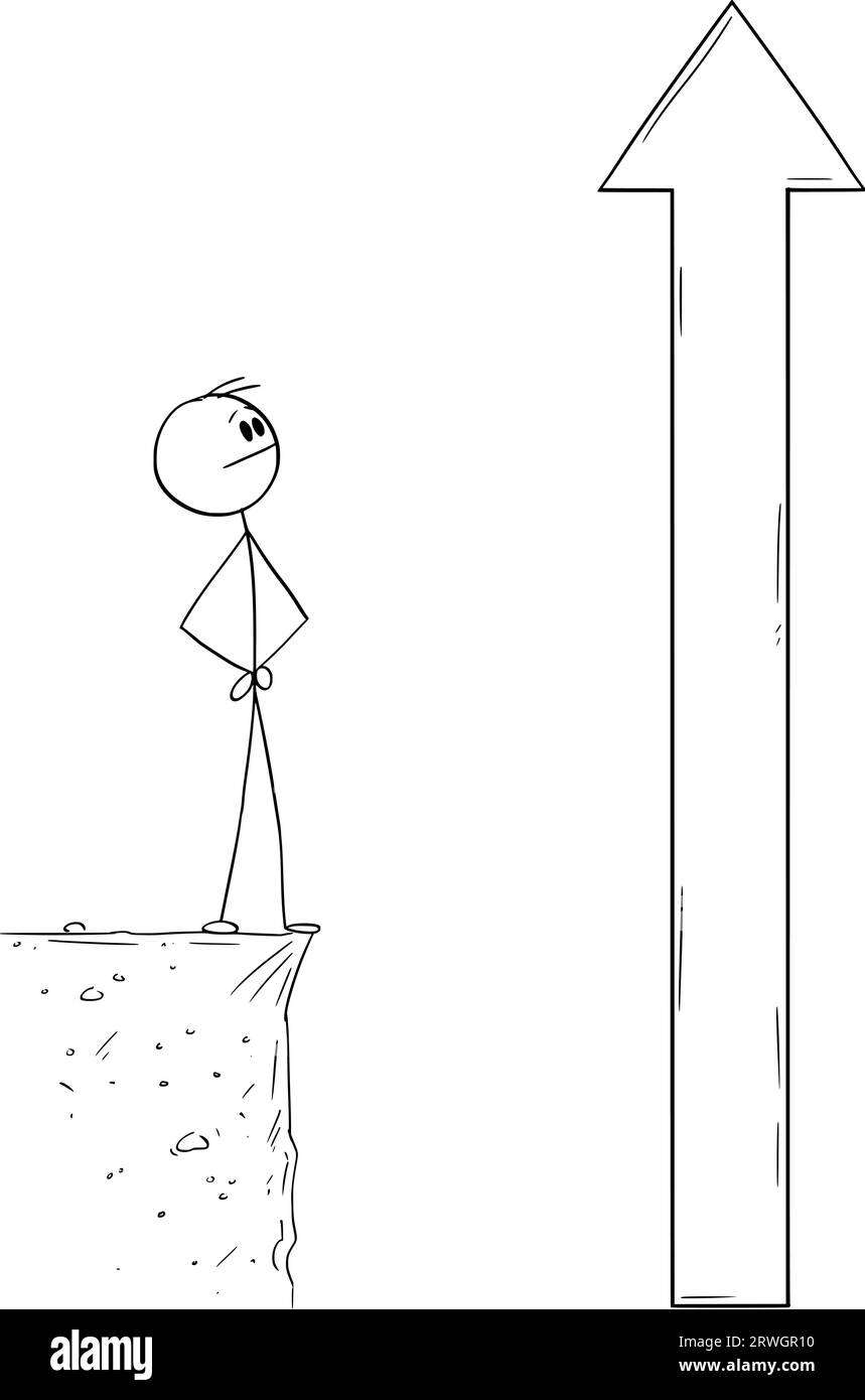 Personne regardant la flèche vers le haut, Vector Cartoon Stick Figure Illustration Illustration de Vecteur