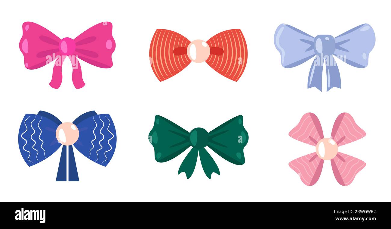 Noeuds colorés avec des rubans pour cadeau ou cadeau Illustration de Vecteur