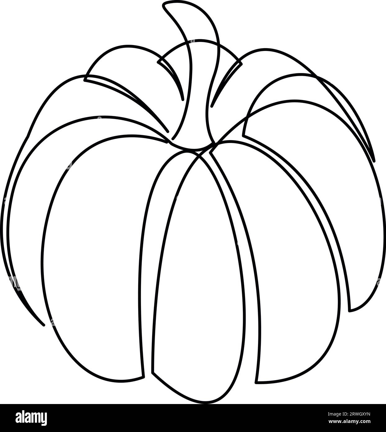 Citrouille dessinée par une ligne continue. Concept d'halloween de style minimal. Illustration vectorielle Illustration de Vecteur