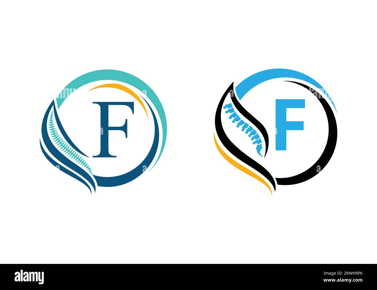 Lettre F avec logo orthopédique de la colonne vertébrale. pour les affaires orthopédiques et l'identité de l'entreprise Illustration de Vecteur