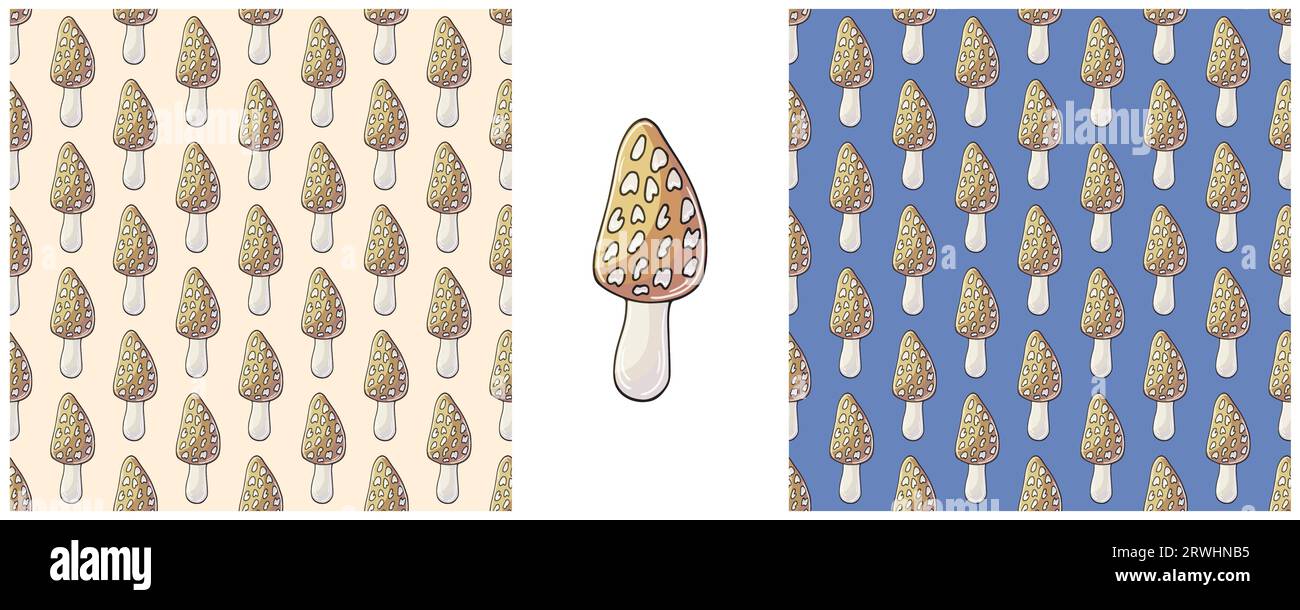 Morchella esculenta. Illustration dans le style de dessin à la main. Définir le modèle sans couture pour la cuisine, le restaurant Illustration de Vecteur