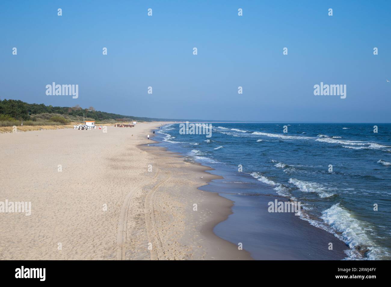 Plage vide à Zinnowitz à pâques à Usedom, Allemagne Banque D'Images