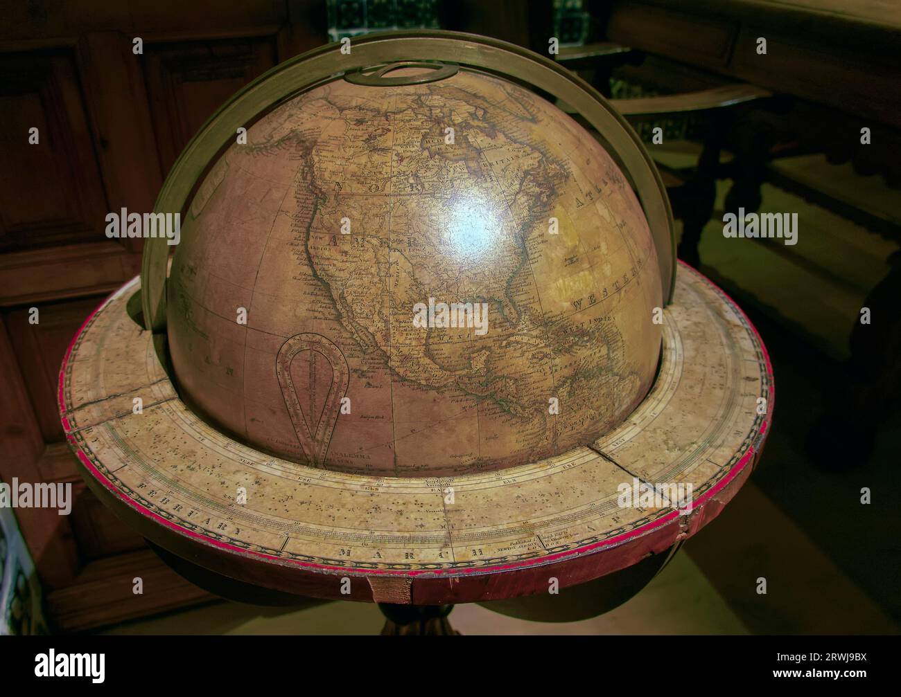 Globe vintage montrant l'Amérique du Nord et centrale, les Caraïbes et le nord de l'Amérique du Sud Banque D'Images