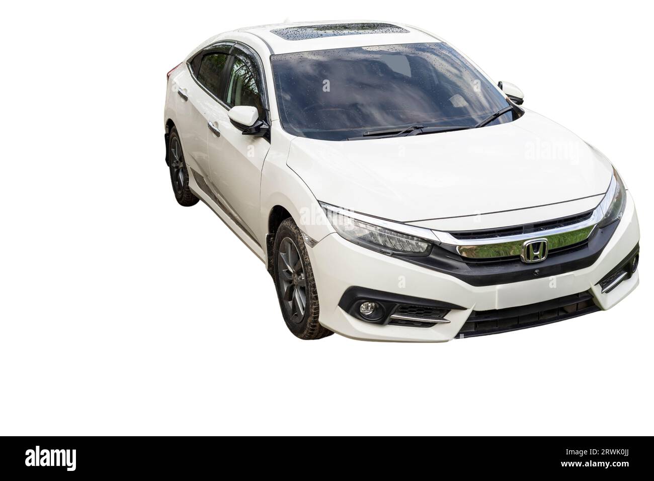 Voiture honda blanche avec espace de copie Banque D'Images