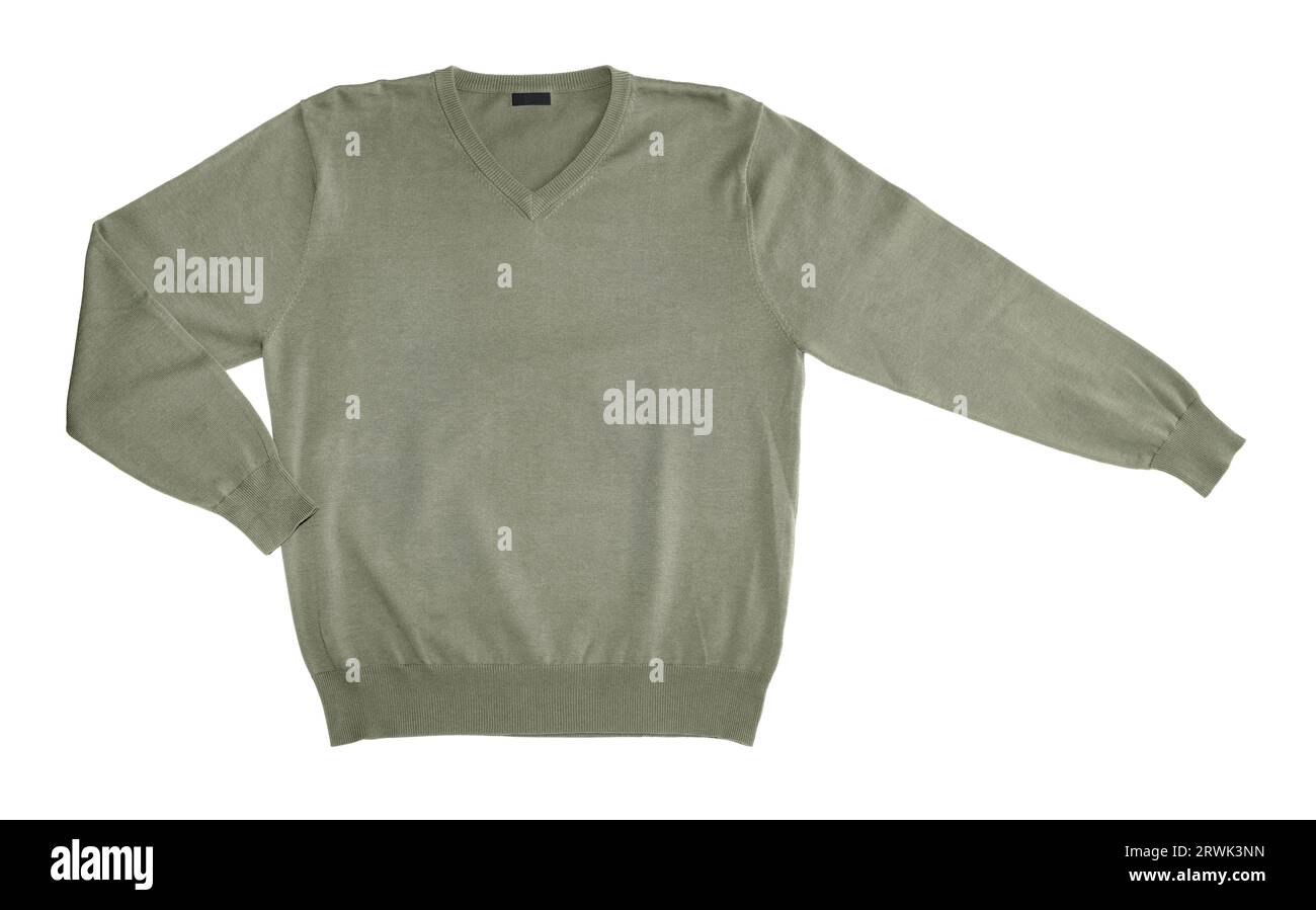 Pull maille coton vert isolated on white Banque D'Images