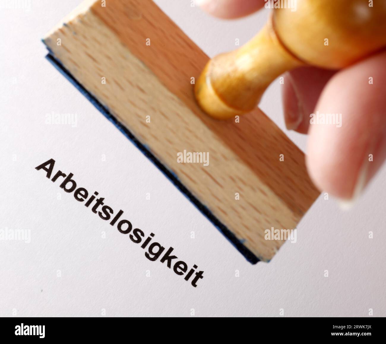 Timbre texte chômage Banque D'Images