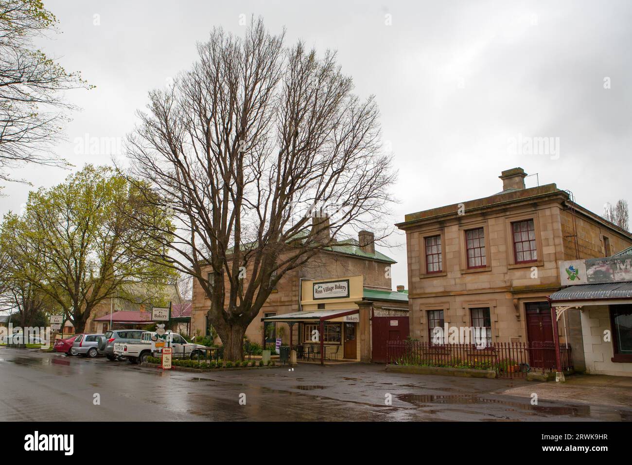 La rue principale historique de la ville rurale de Ross, Tasmanie, Australie Banque D'Images