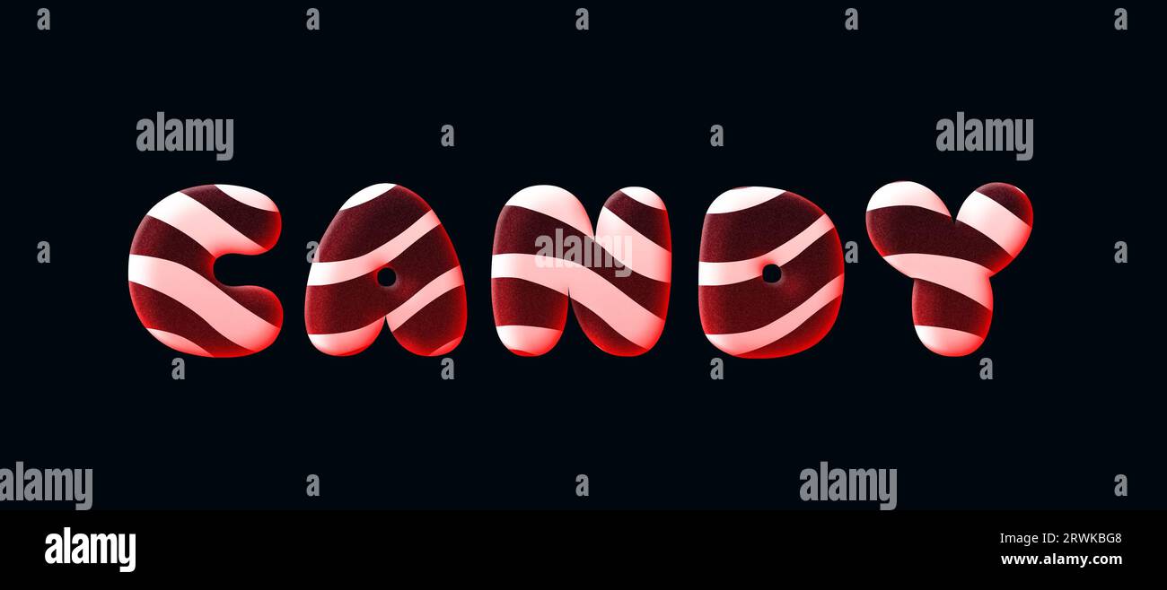 Texte sucré et bonbon. Alphabet. Effet de texte gelé. effet de style de texte 3d. Banque D'Images
