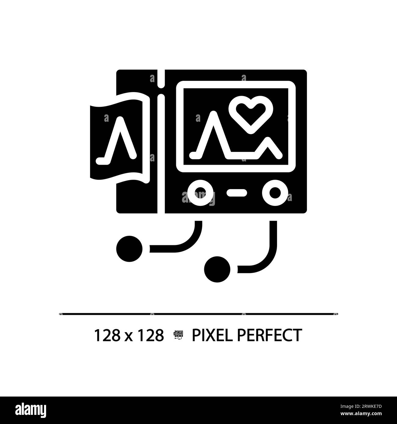 Icône de glyphe noir pixel Perfect de la machine ECG Illustration de Vecteur