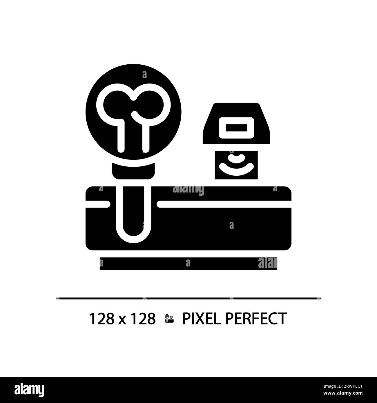 Icône de glyphe noir pixel Perfect du densitomètre osseux Illustration de Vecteur