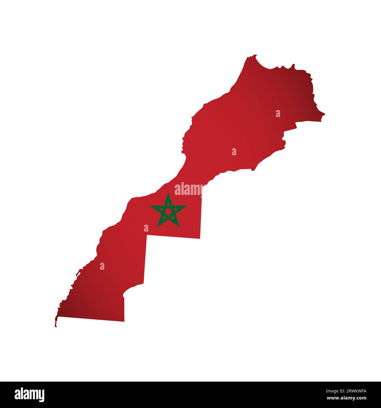 Vecteur isolé icône d'illustration simplifiée avec silhouette de la carte du Maroc (y compris le territoire contesté du Sahara Occidental). Drapeau national marocain. Illustration de Vecteur