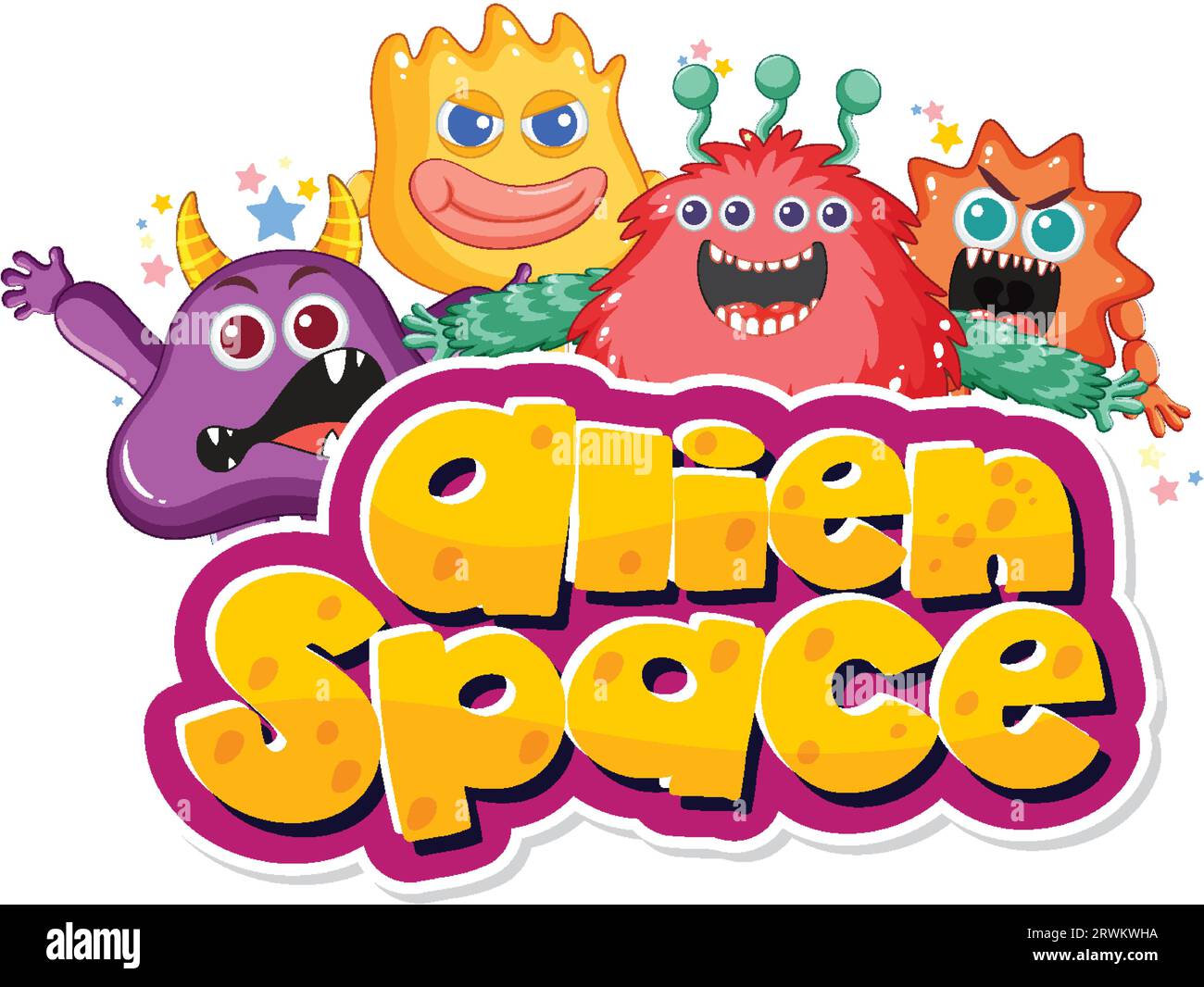 Un groupe d'adorables monstres extraterrestres de différentes couleurs Illustration de Vecteur
