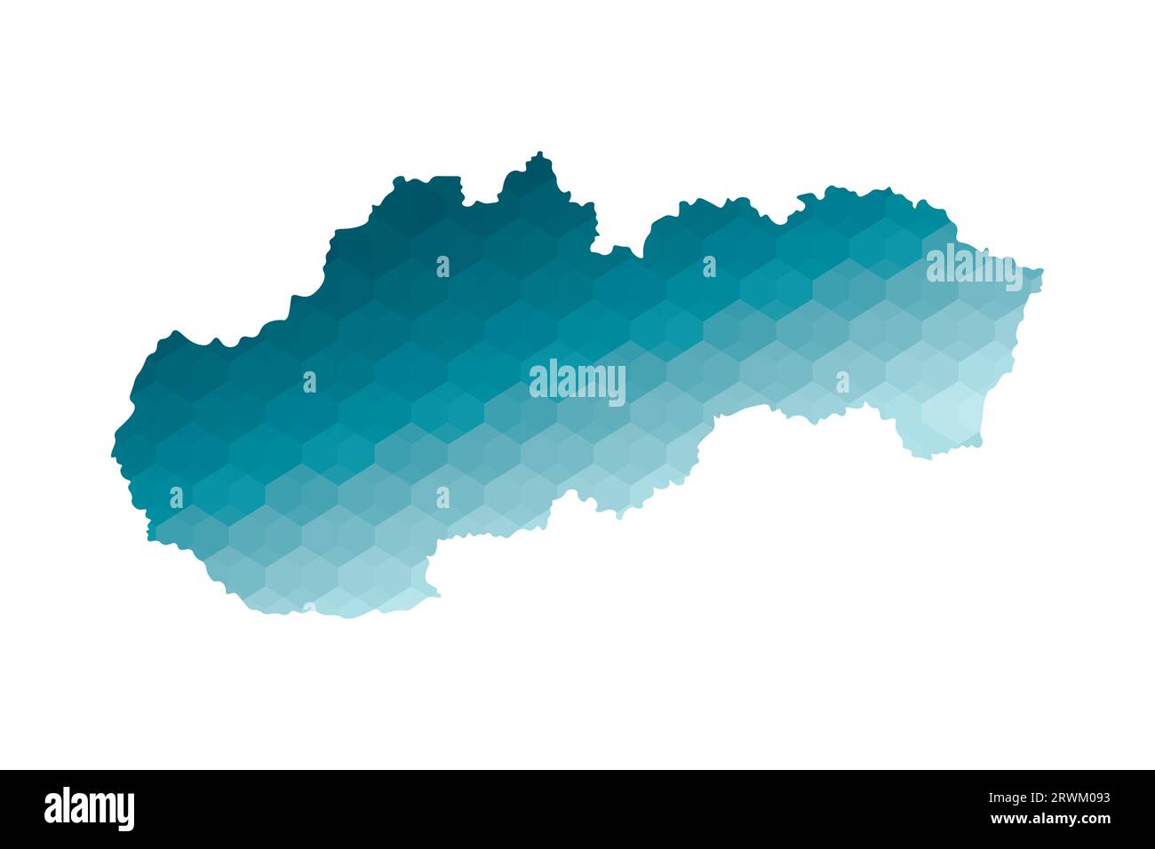 Icône d'illustration isolée vectorielle avec silhouette bleue simplifiée de la carte de Slovaquie. Style géométrique polygonal. Fond blanc. Illustration de Vecteur