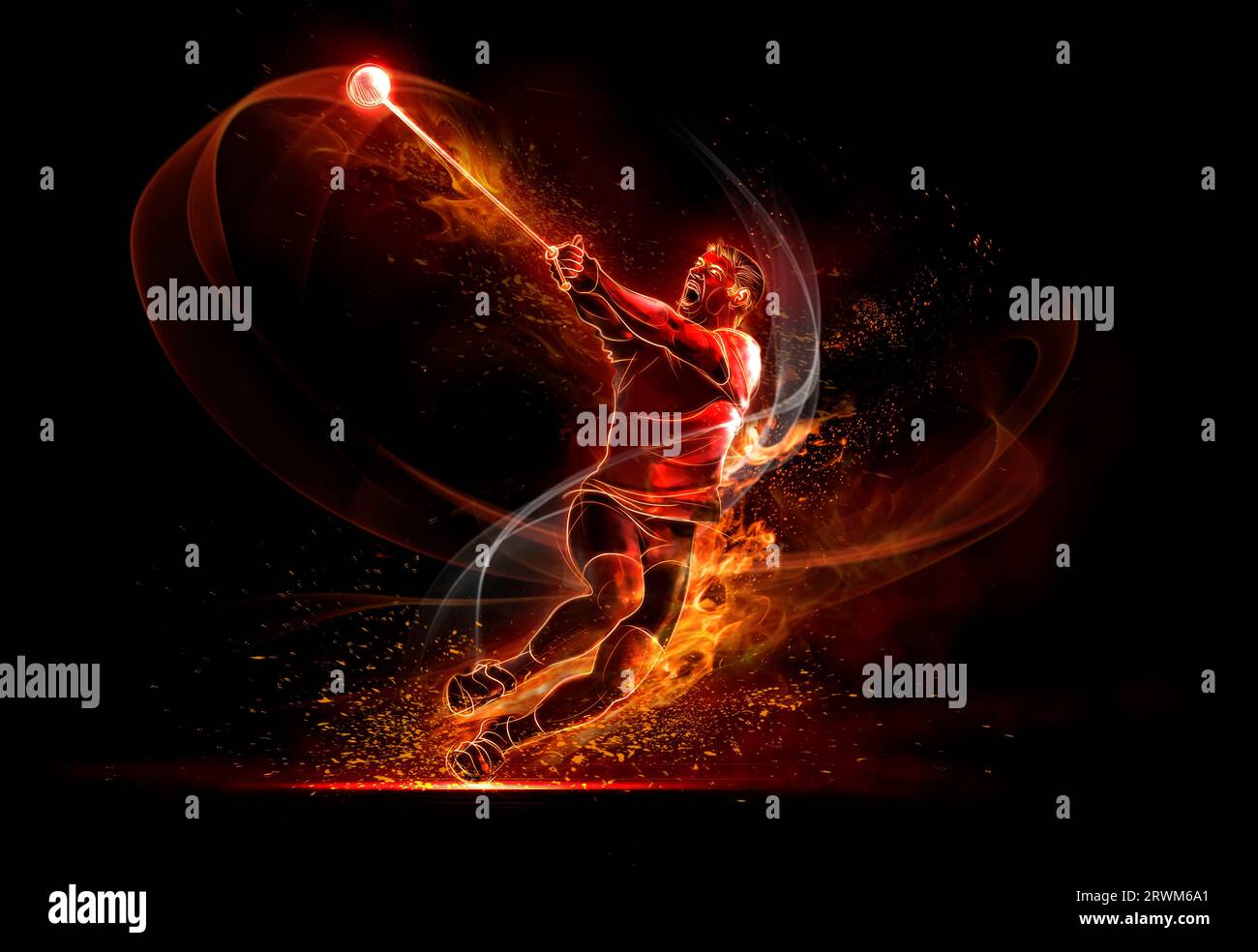 Profil de flamme CGI du lanceur de marteau Banque D'Images