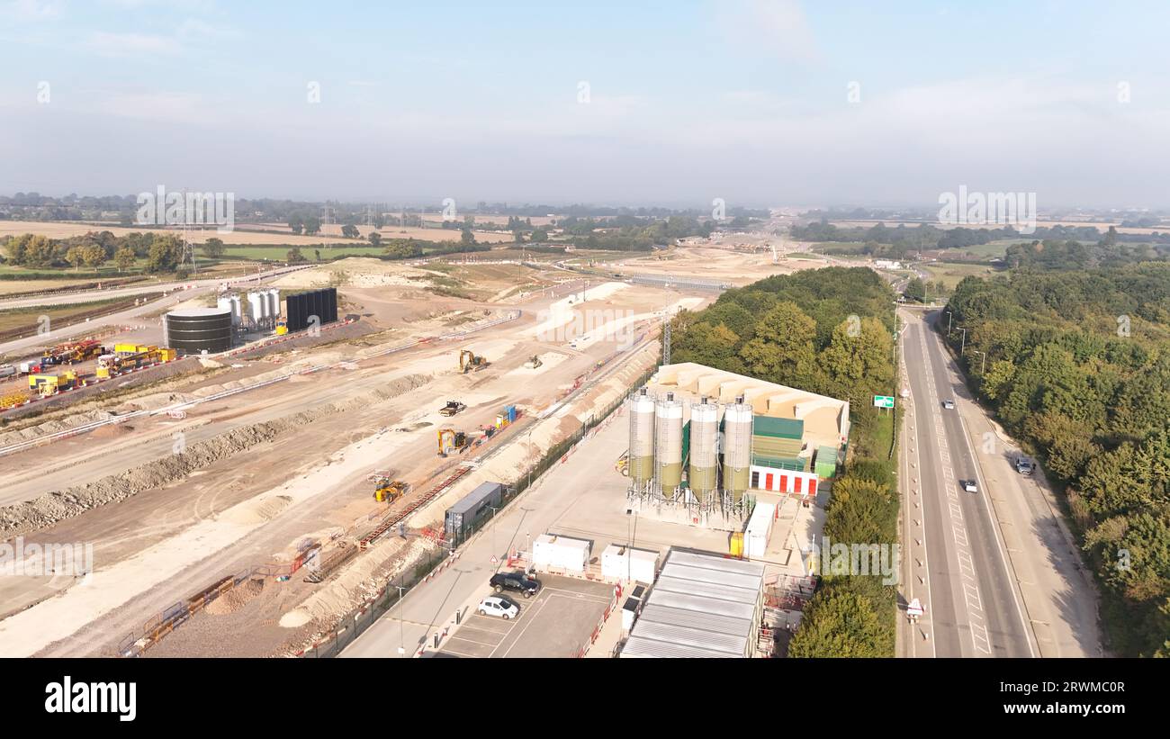 Vue aérienne du HS2 Construction Progress à Wendover Buckinghamshire, Royaume-Uni. Banque D'Images