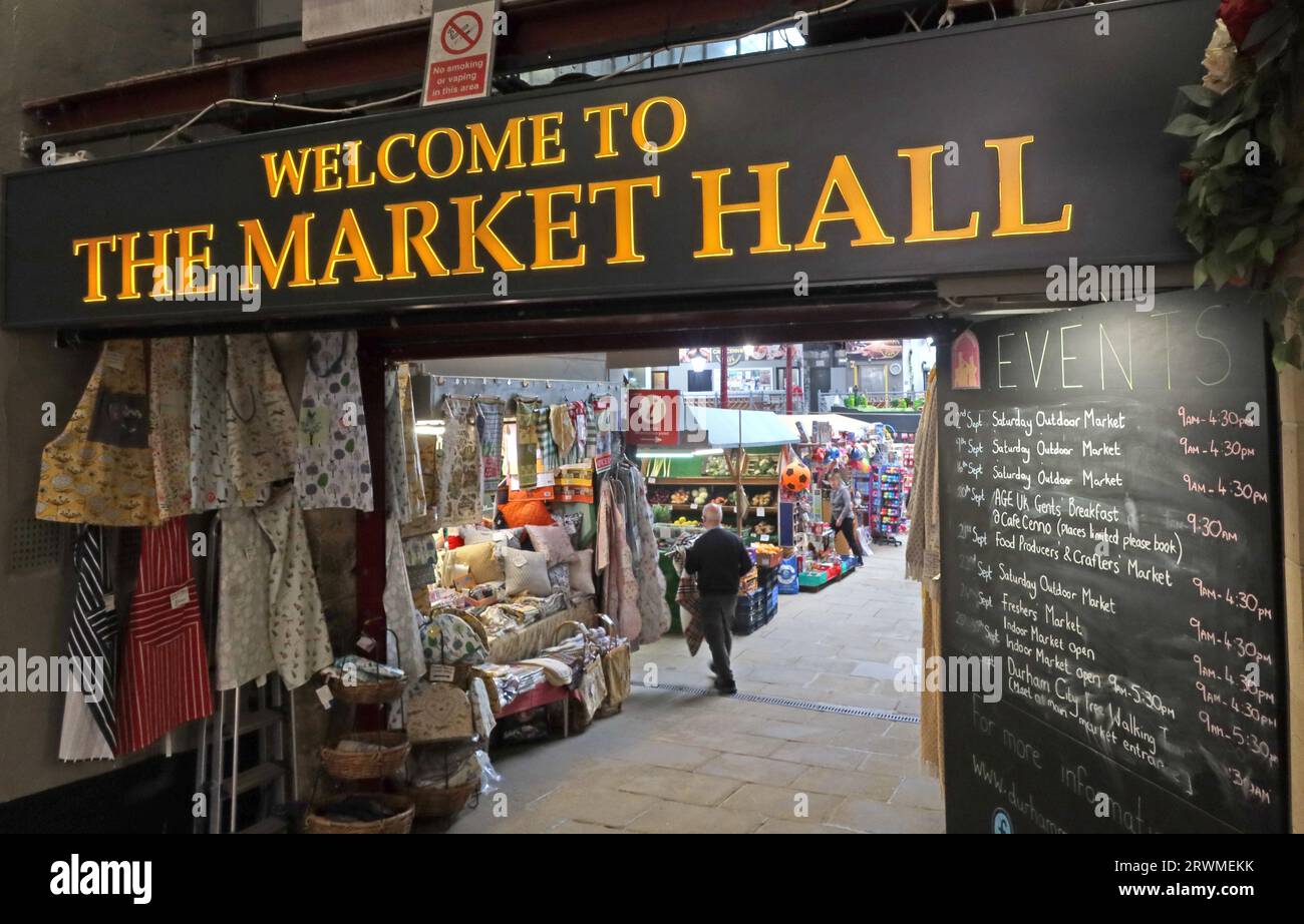 Entrée de la mairie de Durham, Durham Market Hall, Market place, Durham, DH1 3NJ Banque D'Images