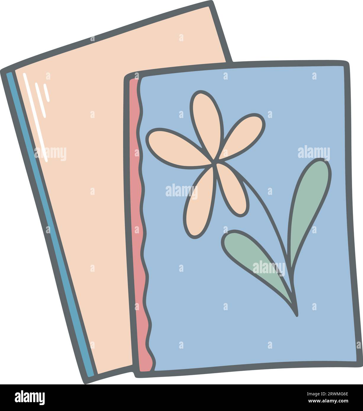 Livre décoré avec fleur simple clip art dessiné à la main Illustration de Vecteur