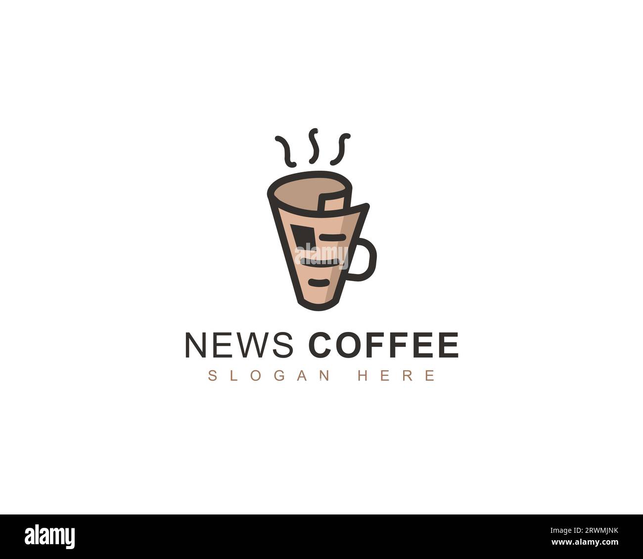 Modèle de vecteur de conception de logo de tasse de café News Paper. Logo du café-restaurant. Illustration de Vecteur