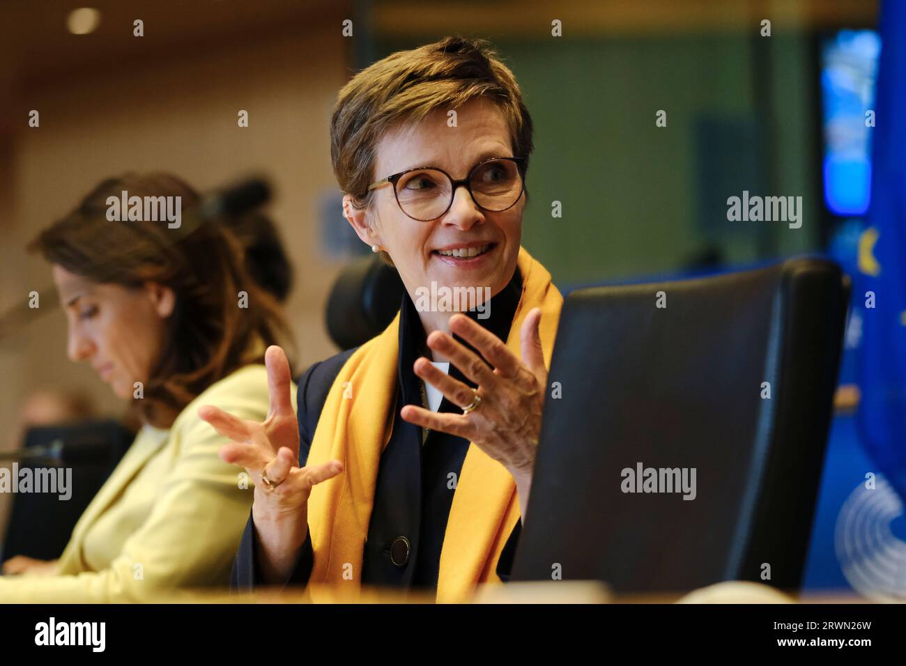 Bruxelles, Belgique. 20 septembre 2023. Claudia Buch, nommée à la présidence du Conseil de surveillance prudentielle de la BCE, lors de son audition au Parlement européen à Bruxelles, Belgique, le 20 septembre 2023. Crédit : ALEXANDROS MICHAILIDIS/Alamy Live News Banque D'Images