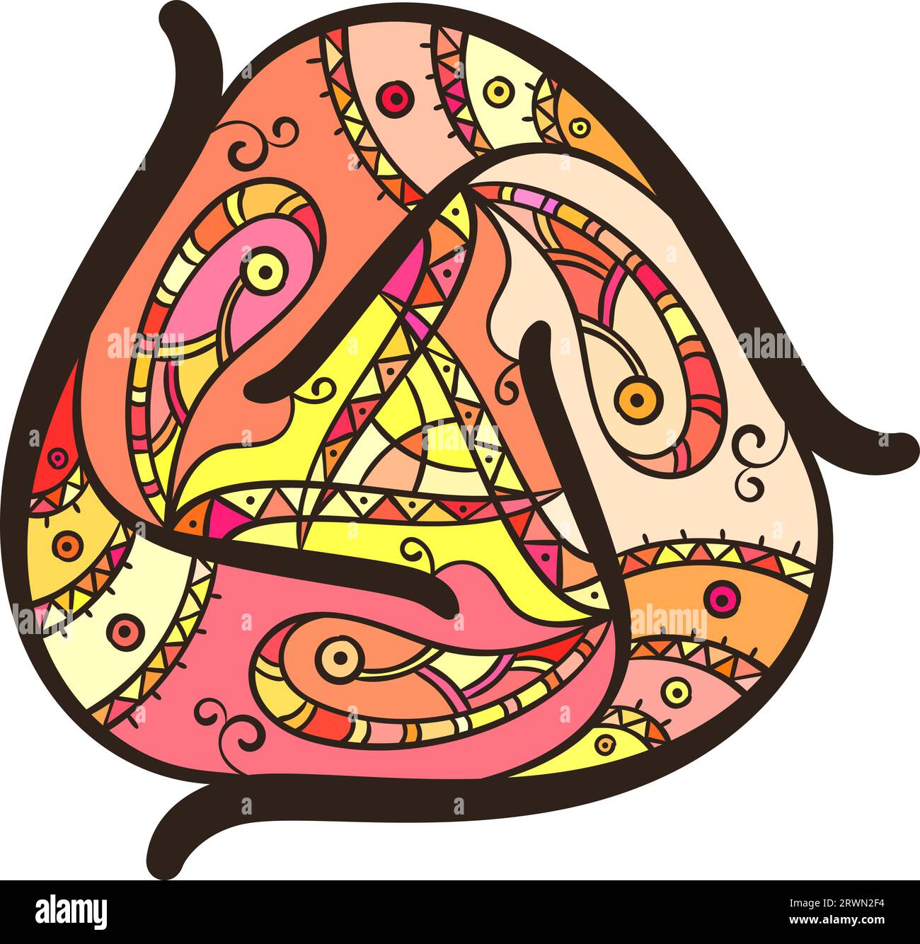 Ornement triangulaire abstrait, élément de conception isolé coloré dessiné à la main, illustration vectorielle Illustration de Vecteur