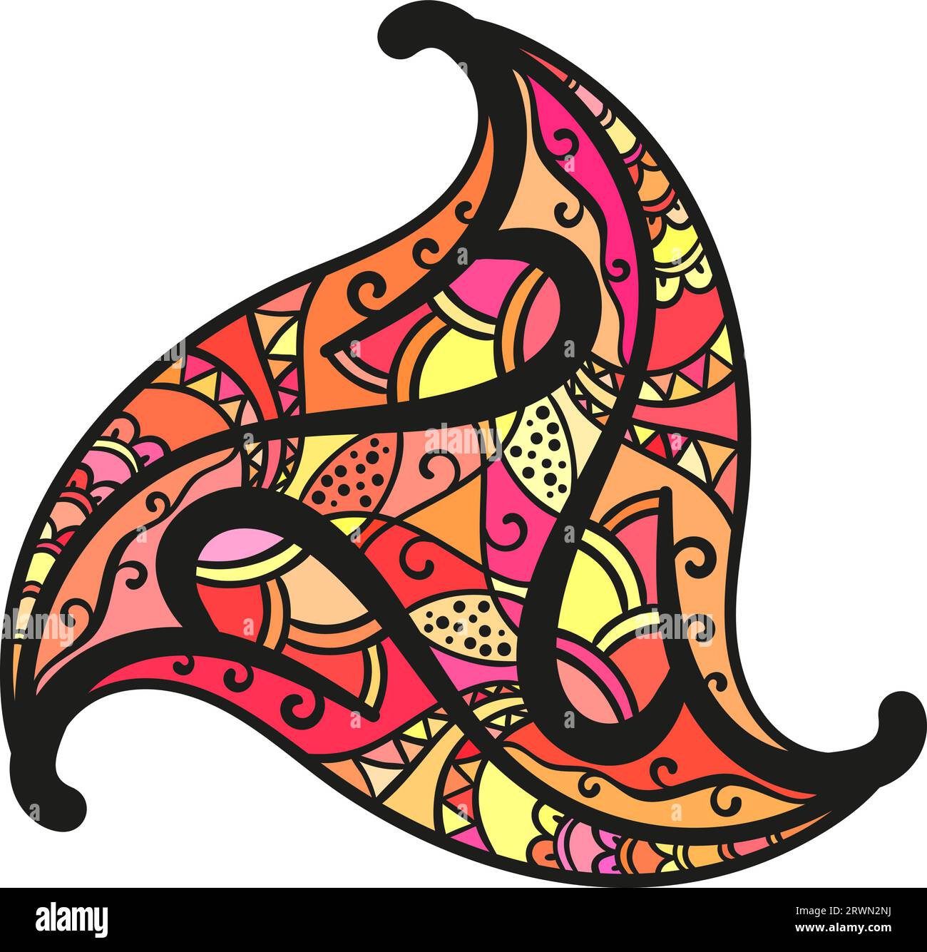 Ornement triangulaire abstrait, élément de conception isolé coloré dessiné à la main, illustration vectorielle Illustration de Vecteur