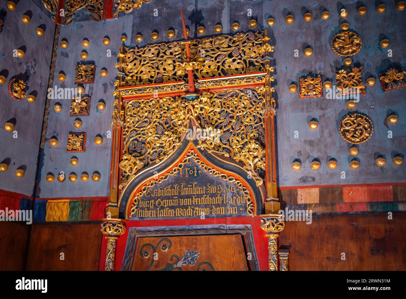 Porte de la Chambre d'or aux salles d'État dans la forteresse de Hohensalzburg - Salzbourg, Autriche Banque D'Images