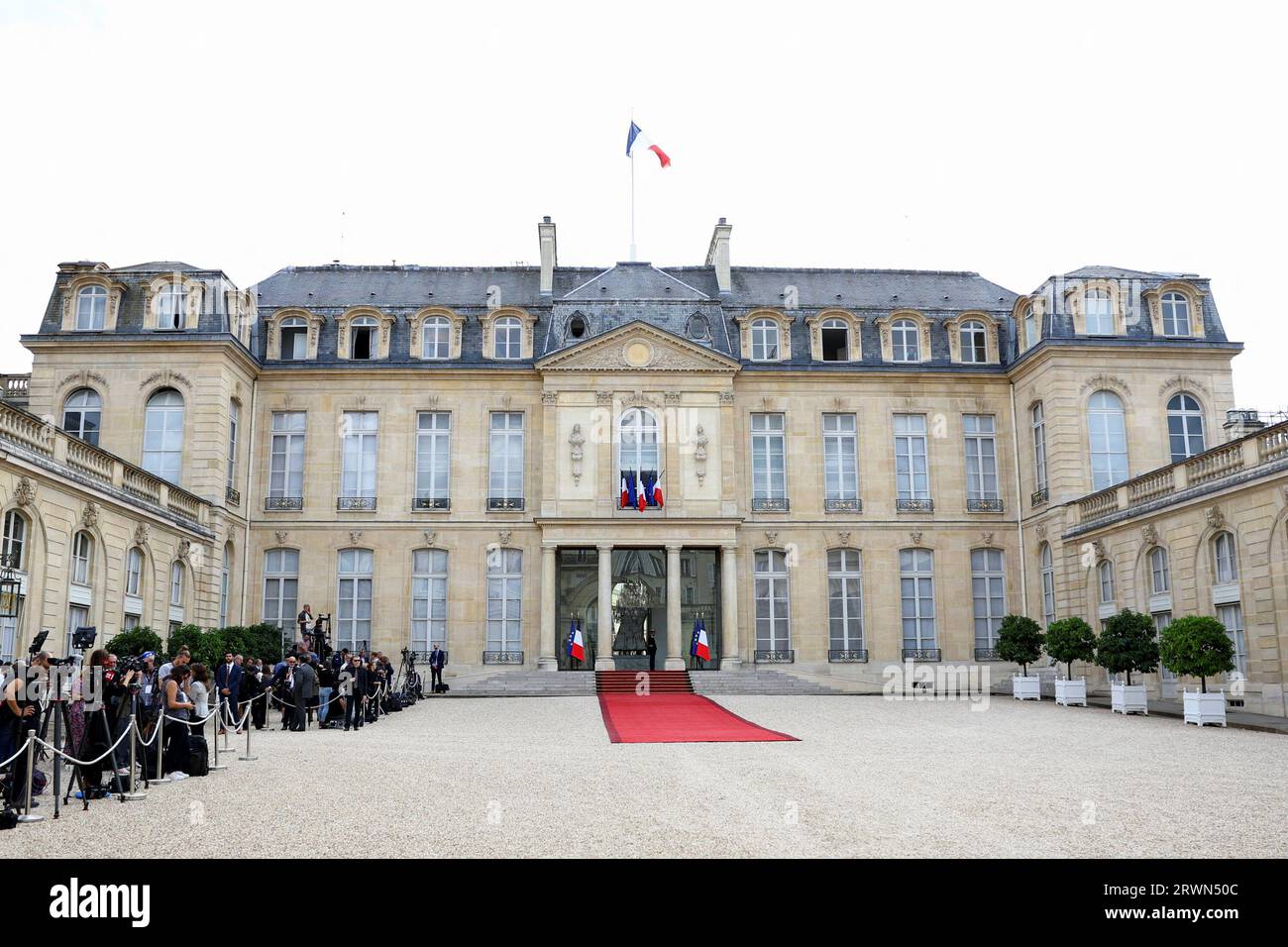 Vue générale du Palais de l'Elysée, Paris. Le président français Emmanuel Macron et le roi Charles III assisteront à une réunion bilatérale lors de la visite d’État en France. Date de la photo : mercredi 20 septembre 2023. Banque D'Images