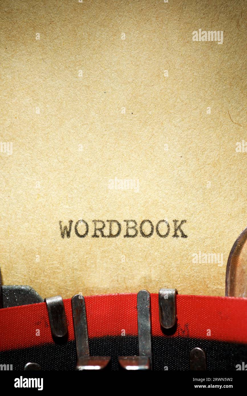 Mot de livre de mots écrit avec une machine à écrire. Banque D'Images
