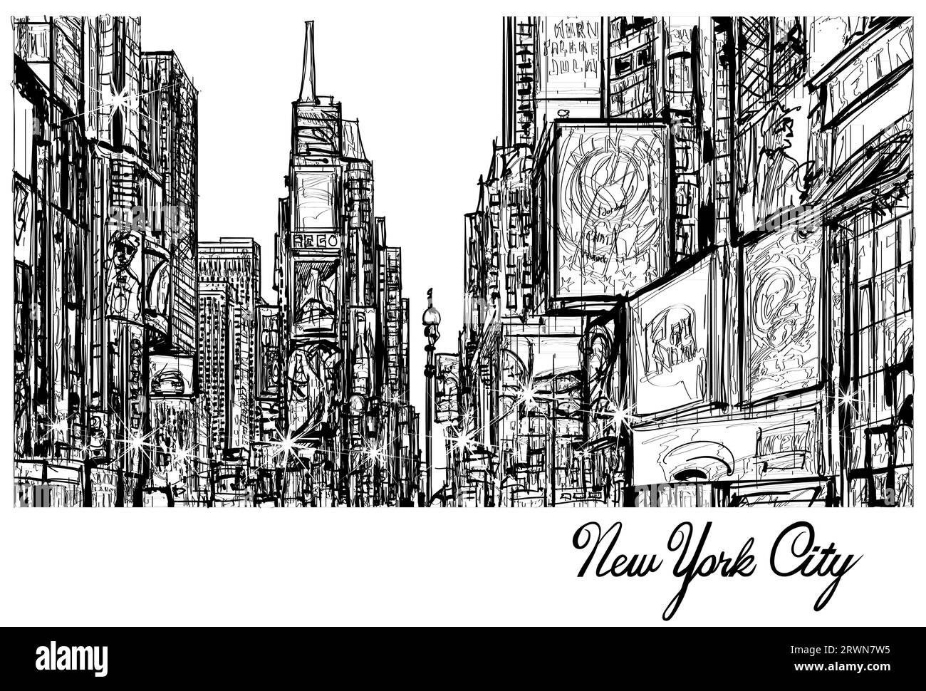 Représentation originale de Times Square à New York - Illustration vectorielle Illustration de Vecteur