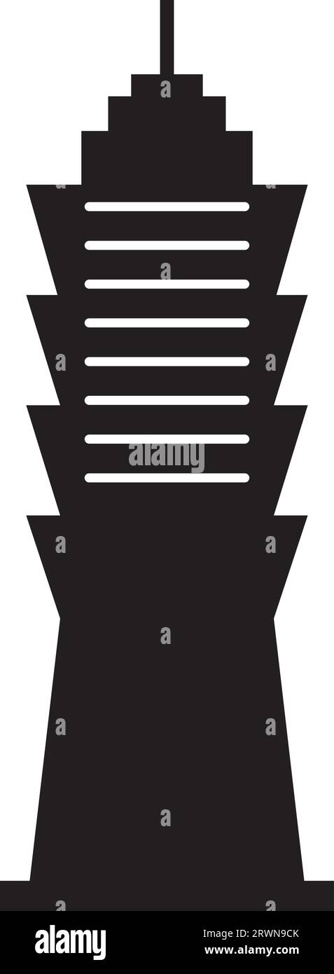 Dessin plat noir simple du CENTRE FINANCIER MONDIAL de 101, TAIPEI Illustration de Vecteur