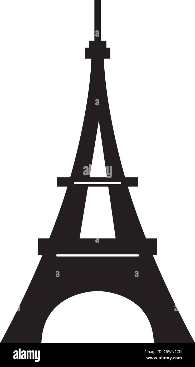 Simple dessin plat noir de la TOUR EIFFEL, PARIS Illustration de Vecteur