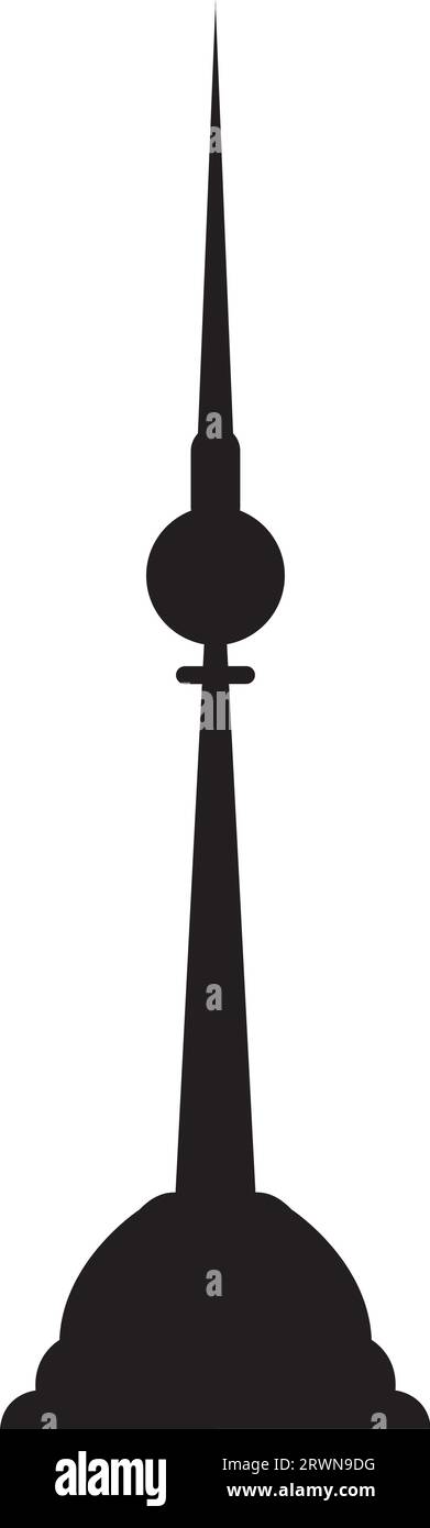 Dessin plat noir simple du BERLINER FERNSEHTURM, BERLIN Illustration de Vecteur