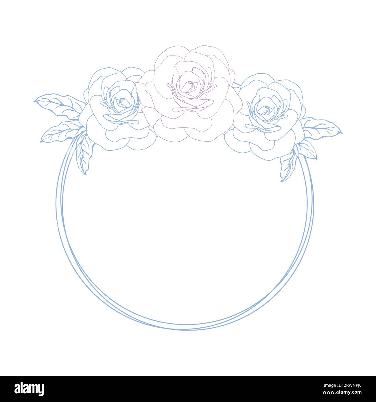 Carte vintage avec fleurs de camélia. Couronne florale. Couronne circulaire esquissée, guirlande florale et herbes avec fleur de camélia. Accueil rose floral d'été Illustration de Vecteur