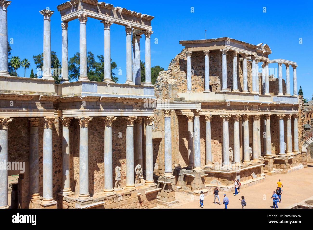 2 colonnes à étages, théâtre romain Banque D'Images