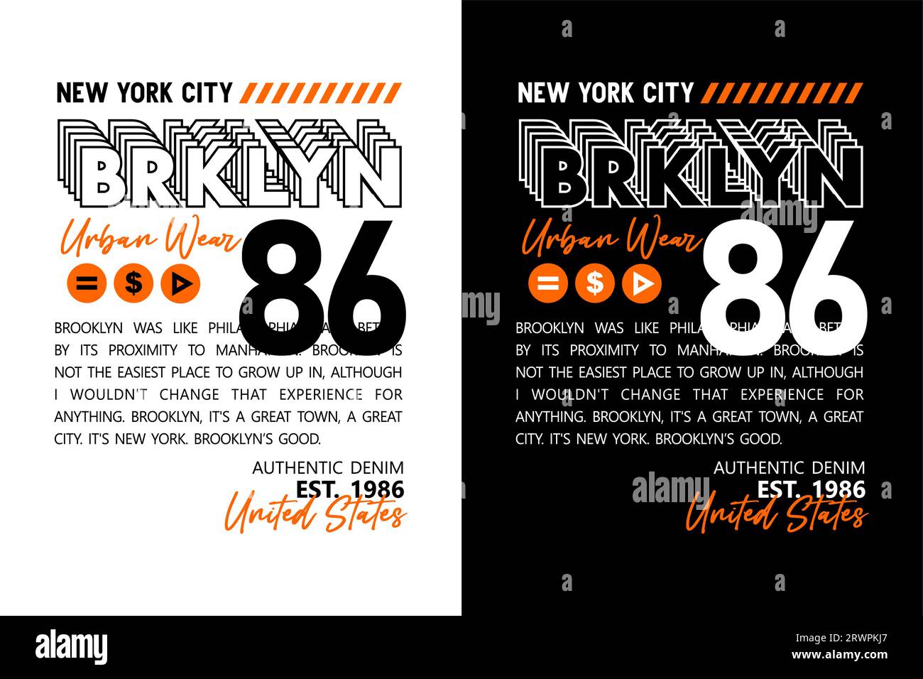 brooklyn86, style urbain, pour t-shirt, affiches, étiquettes, etc. conception vectorielle Illustration de Vecteur