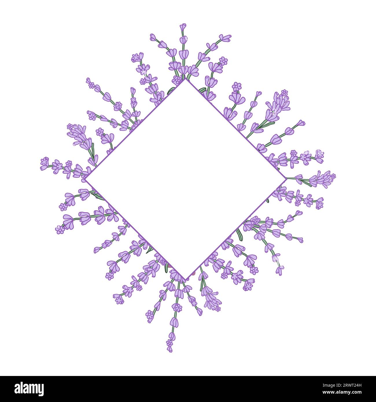 Couronne de fleurs colorées lavande pour carte ou invitation. Arrière-plan vectoriel. Illustration de Vecteur