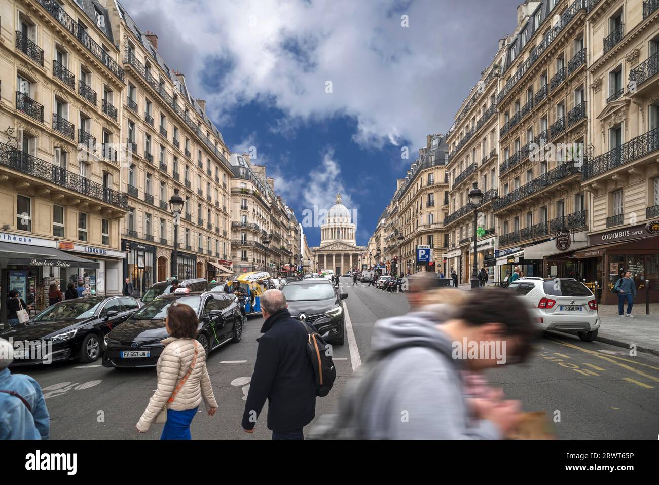 Vue du Panthéon depuis la rue Valette, Paris, France, Europe Banque D'Images