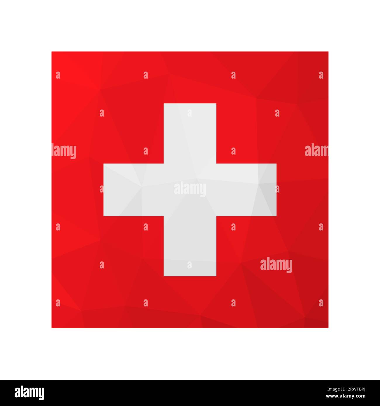 Illustration isolée vectorielle. Drapeau national suisse avec fond blanc, fond rouge. Symbole officiel de la Suisse. Design créatif en poly s basses Illustration de Vecteur