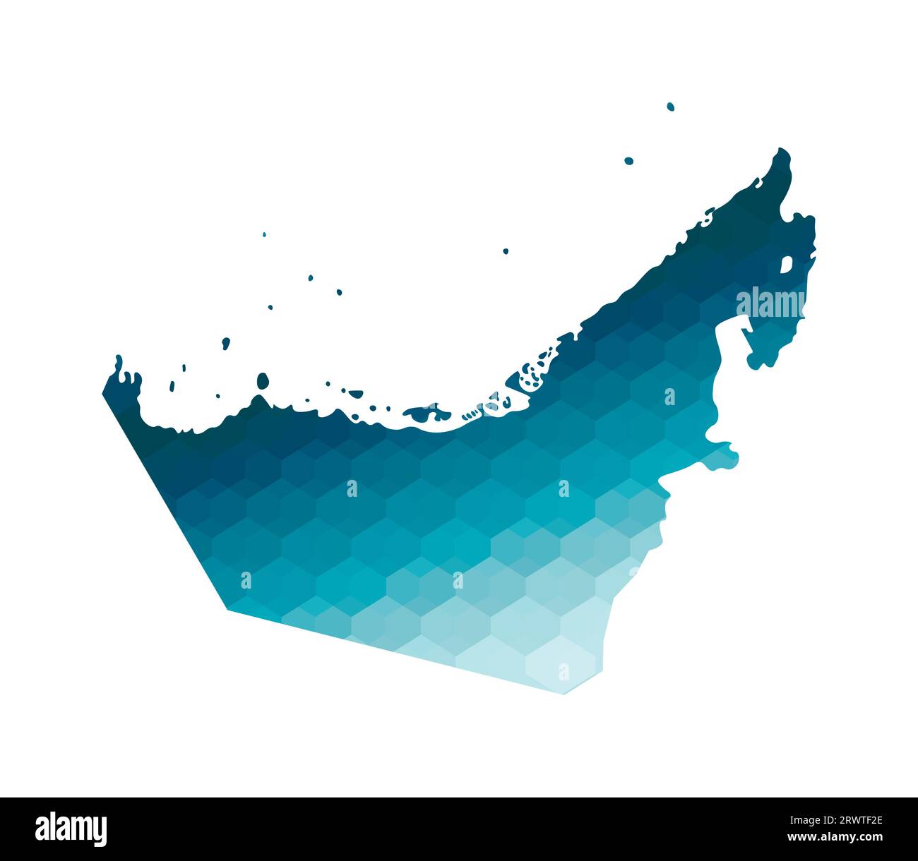 Icône d'illustration isolée vectorielle avec silhouette bleue simplifiée de la carte des Émirats arabes Unis (eau). Style géométrique polygonal. Fond blanc Illustration de Vecteur