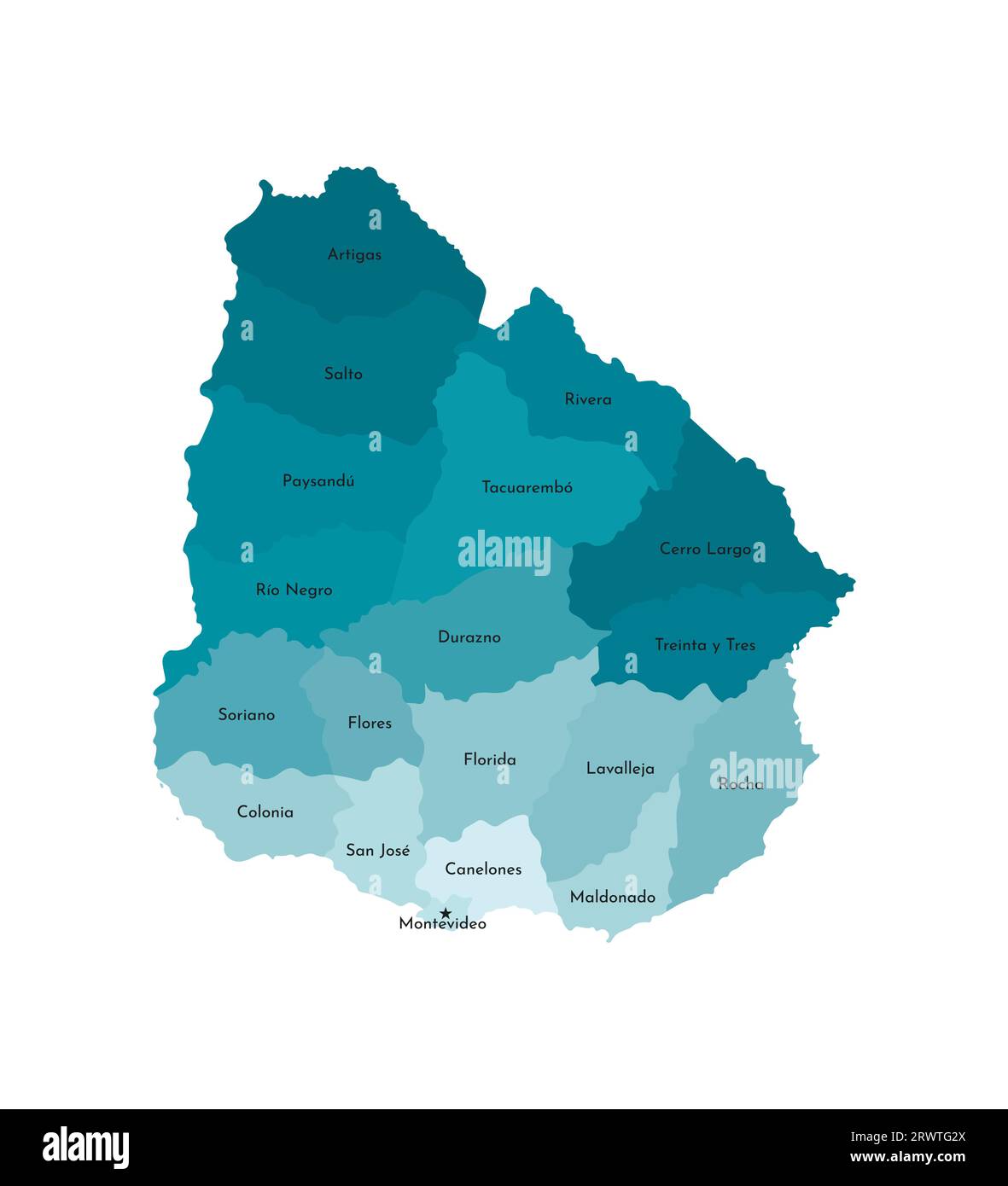 Illustration isolée vectorielle de la carte administrative simplifiée