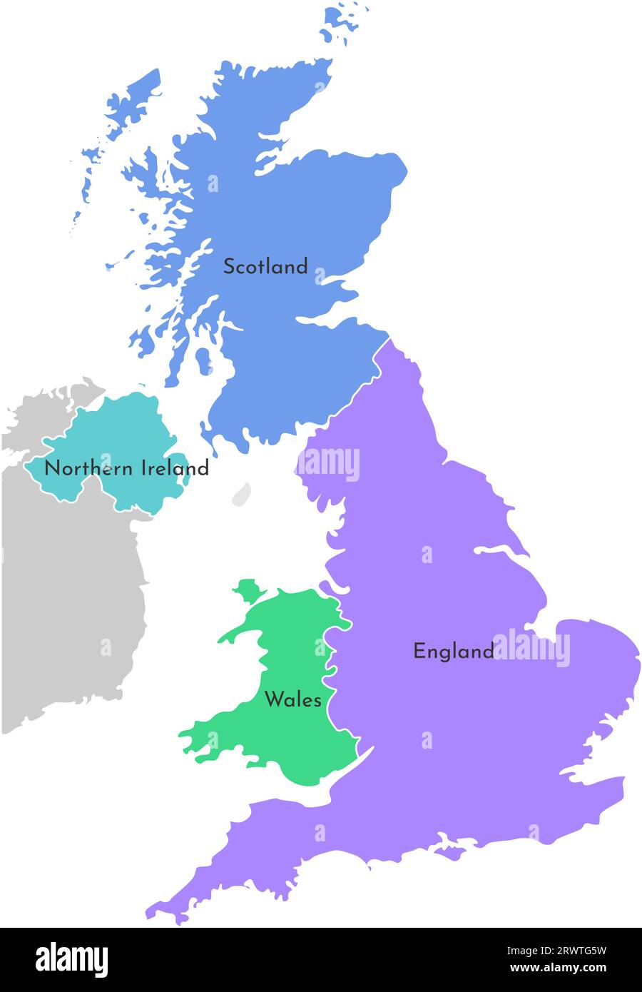 Vecteur coloré isolé carte simplifiée. Silhouette grise des provinces britanniques. Frontière de la division administrative - Écosse, pays de Galles, Angleterre, Nord I Illustration de Vecteur