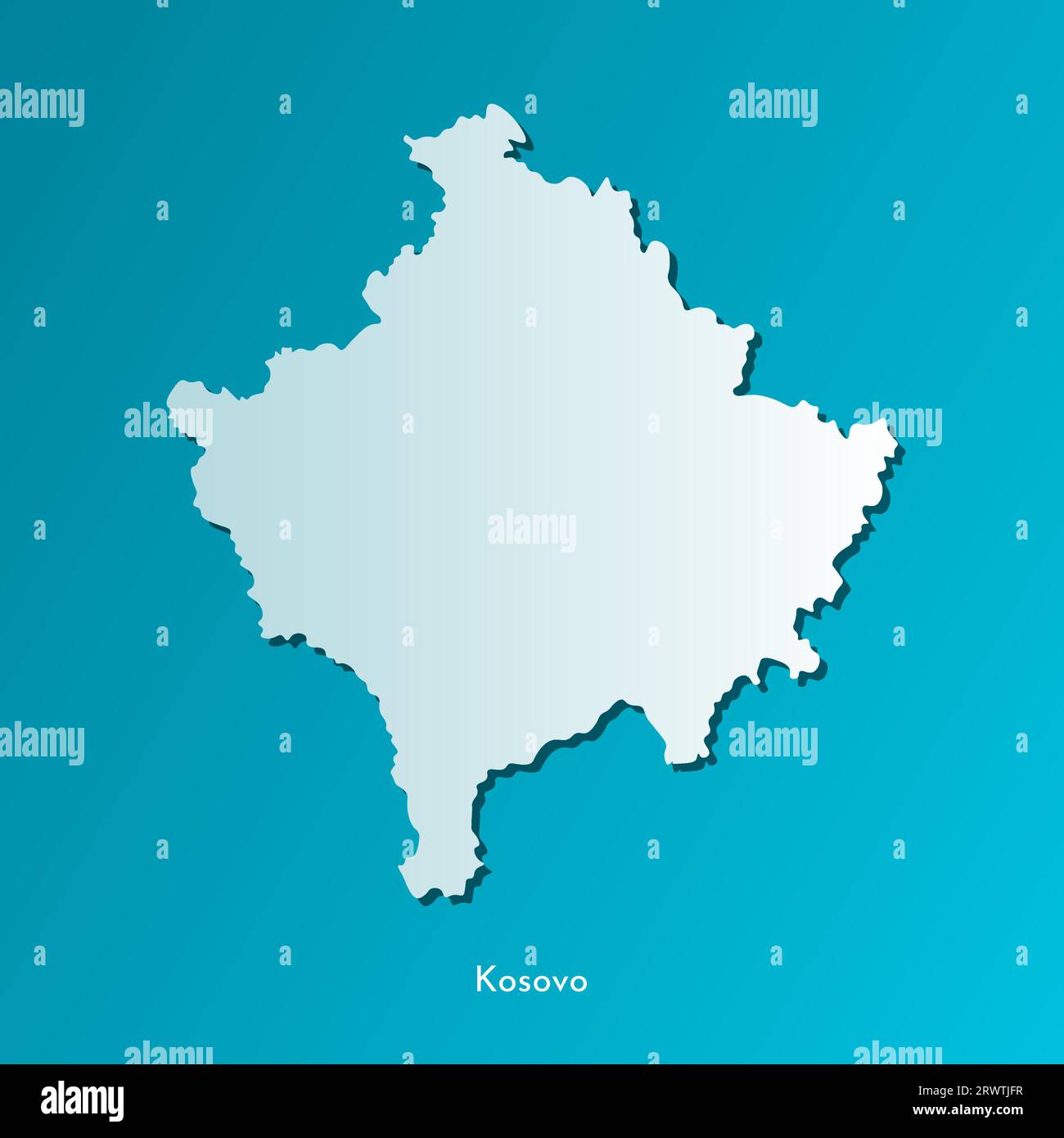 Vecteur isolé icône d'illustration simplifiée avec silhouette bleue de la carte du Kosovo. Fond bleu foncé. Illustration de Vecteur