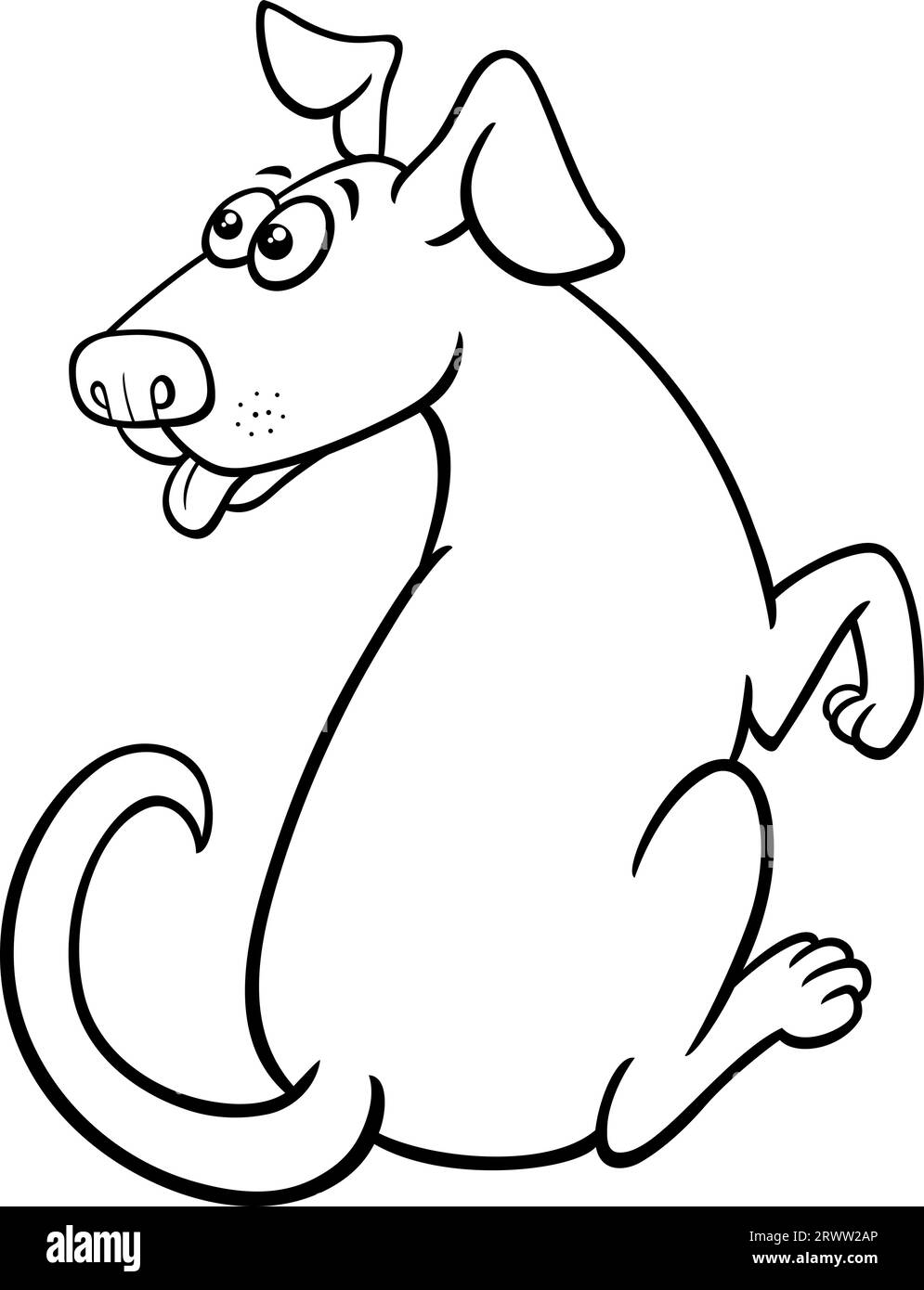 Dessin animé noir et blanc de page de coloriage de personnage de chien surpris Illustration de Vecteur