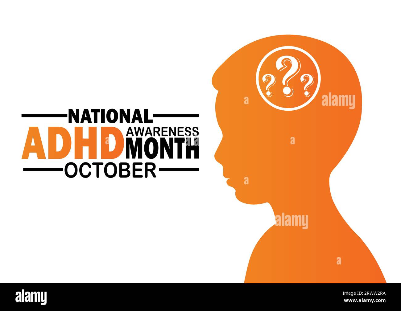 Mois national de sensibilisation au TDAH octobre illustration vectorielle. Convient pour carte de voeux, affiche et bannière. Illustration de Vecteur