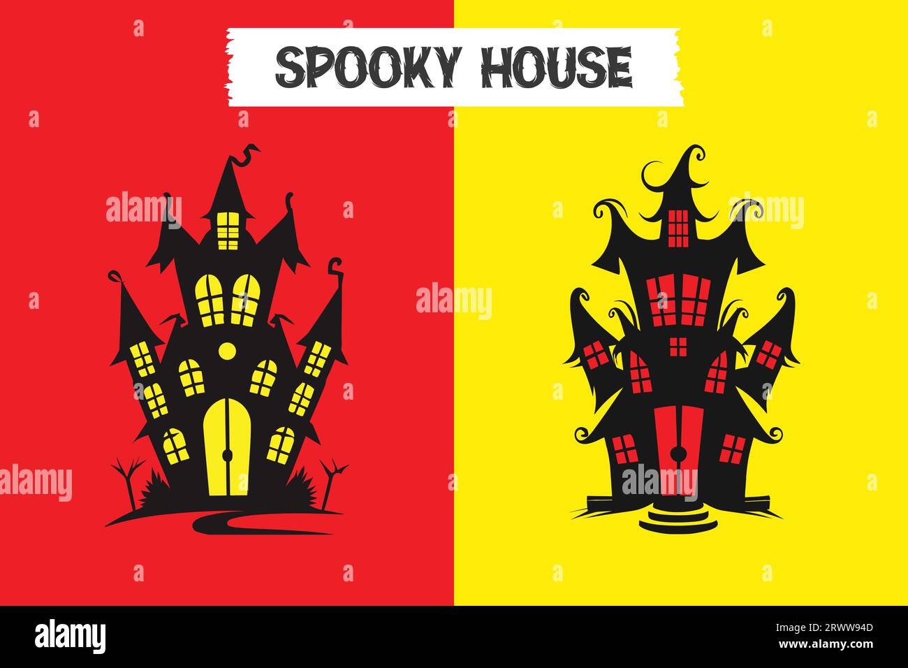 Halloween Spooky House Vector Silhouette Illustration de Vecteur